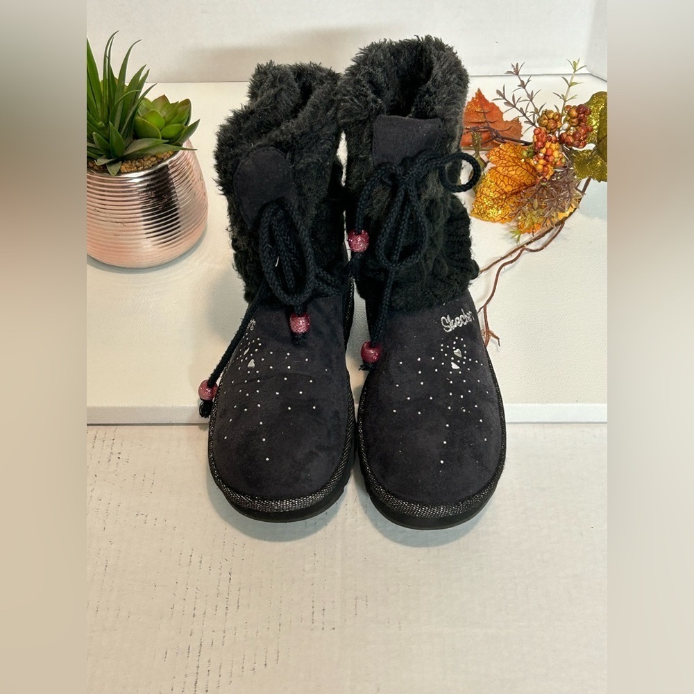 Kids Black Boots with Pink Accents